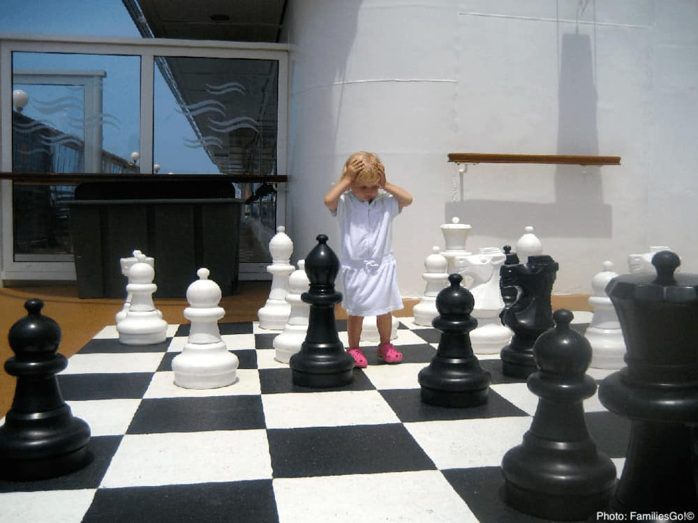 Giant chess can be fun on a cruise ship.