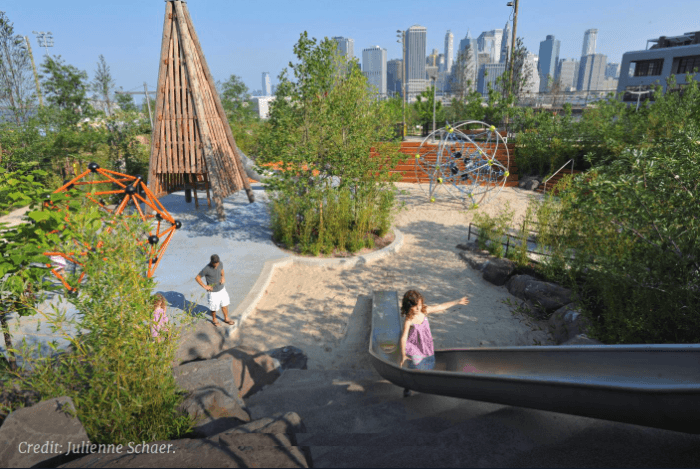 pier 6 is nyc playground in brooklyn bridge park, brooklyn