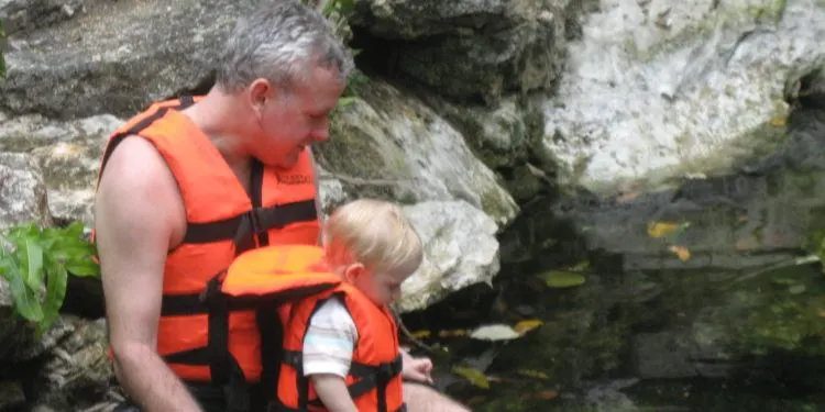 Mayan Riviera Bucket List With Kids exploring yucatan cenotes with a toddler