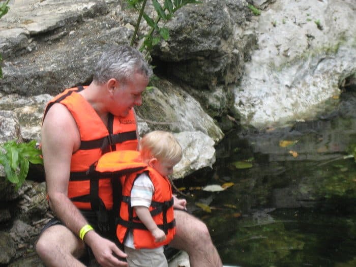 Exploring yucatan cenotes with a toddler