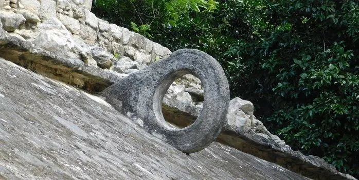 detail from a maya ball court at coba