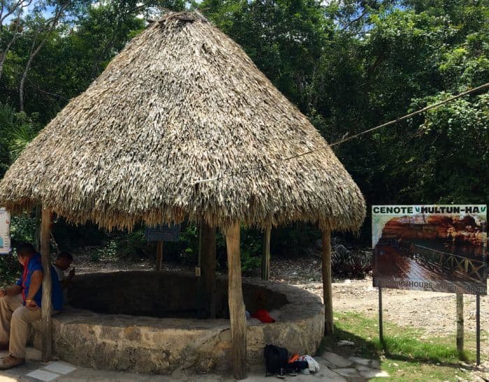 This looks like a palapa-covered well, but it hides stairs leading to an underground cenote.