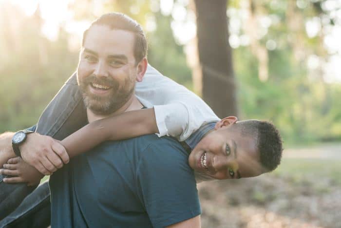 kids and dads bond when they get in the woods