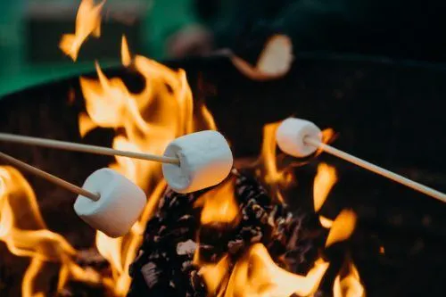 marshmallows are essential to camping with kids.