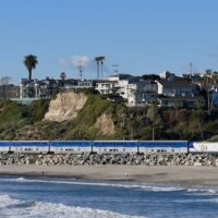The Amtrak Pacific Liner goes along the coast, an easy and scenic family day trip.