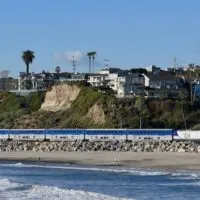 The Amtrak Pacific Liner goes along the coast, an easy and scenic family day trip.