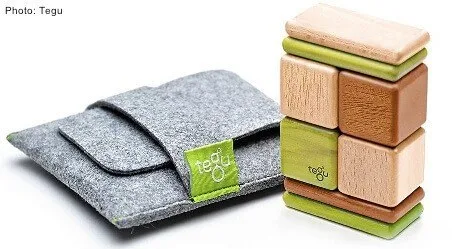 these magnetic wood tiles and blocks from tegu are just right for little hands.