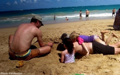 Playing in the sand on the condado in puerto rico