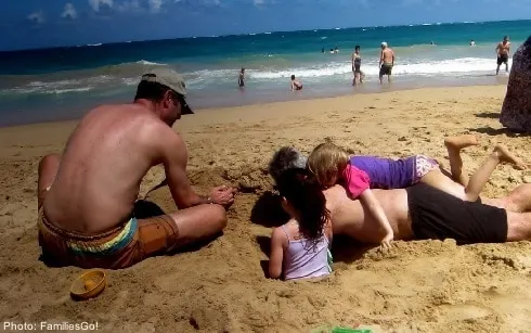 playing in the sand on the condado in puerto rico