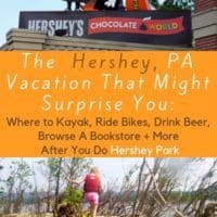 You know hershey, pa has a theme park and chocolate. But did you know about the kayaking, bike trails and great microbreweries? Read this before your next visit. #hershey #pennsylvania #hersheypark #thingstodo #kids #harrisburg #kayaking #greenbelt #troegs #beer #wheretoeat #hotels