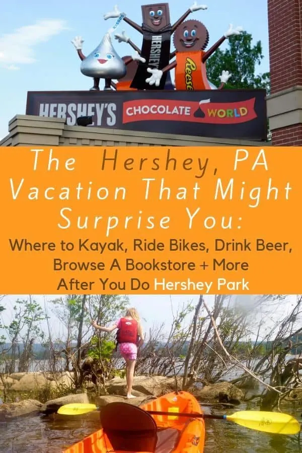 you know hershey, pa has a theme park and chocolate. but did you know about the kayaking, bike trails and great microbreweries? read this before your next visit. #hershey #pennsylvania #hersheypark #thingstodo #kids #harrisburg #kayaking #greenbelt #troegs #beer #wheretoeat #hotels