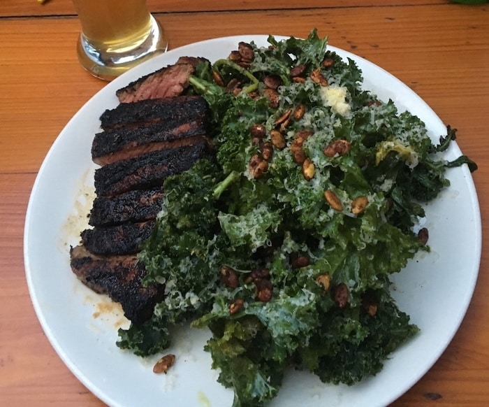 grilled kale salad at millworks