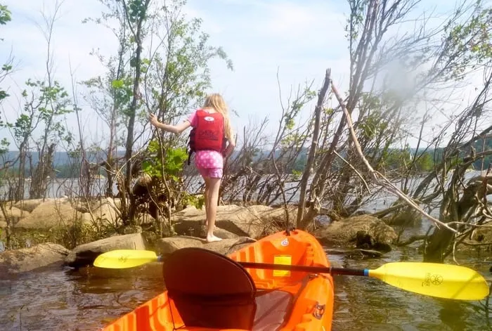 pausing our kayaks to explore on the susquehanna