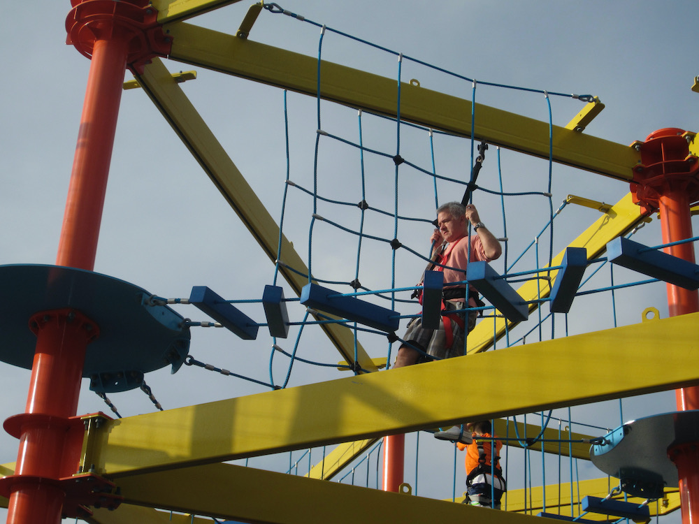 A man on the breakaway's outdoor rope course