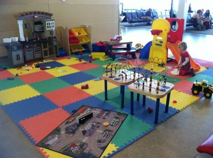 pearson airport has colorful play areas for kids