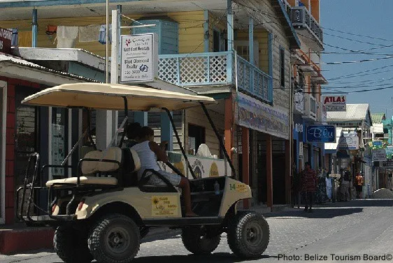 golf carts are the way to travel in ambergris caye