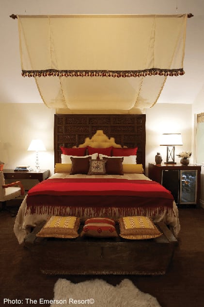 a romantic and comfortable room for two at the emerson resort. 