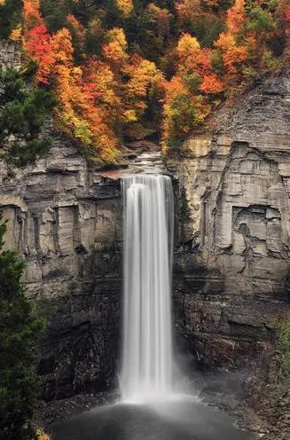 taughannok falls is one of many great spots to see fall foliage around ithaca, ny.