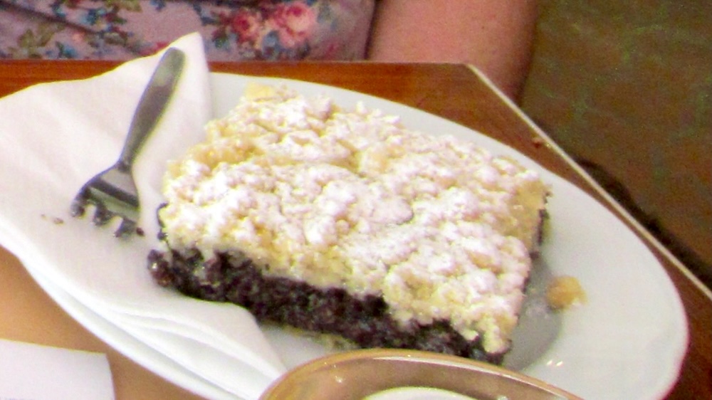 This bavarian scheet cake has pastry cream and poppy seeds for a rich, not-too-sweet treat.