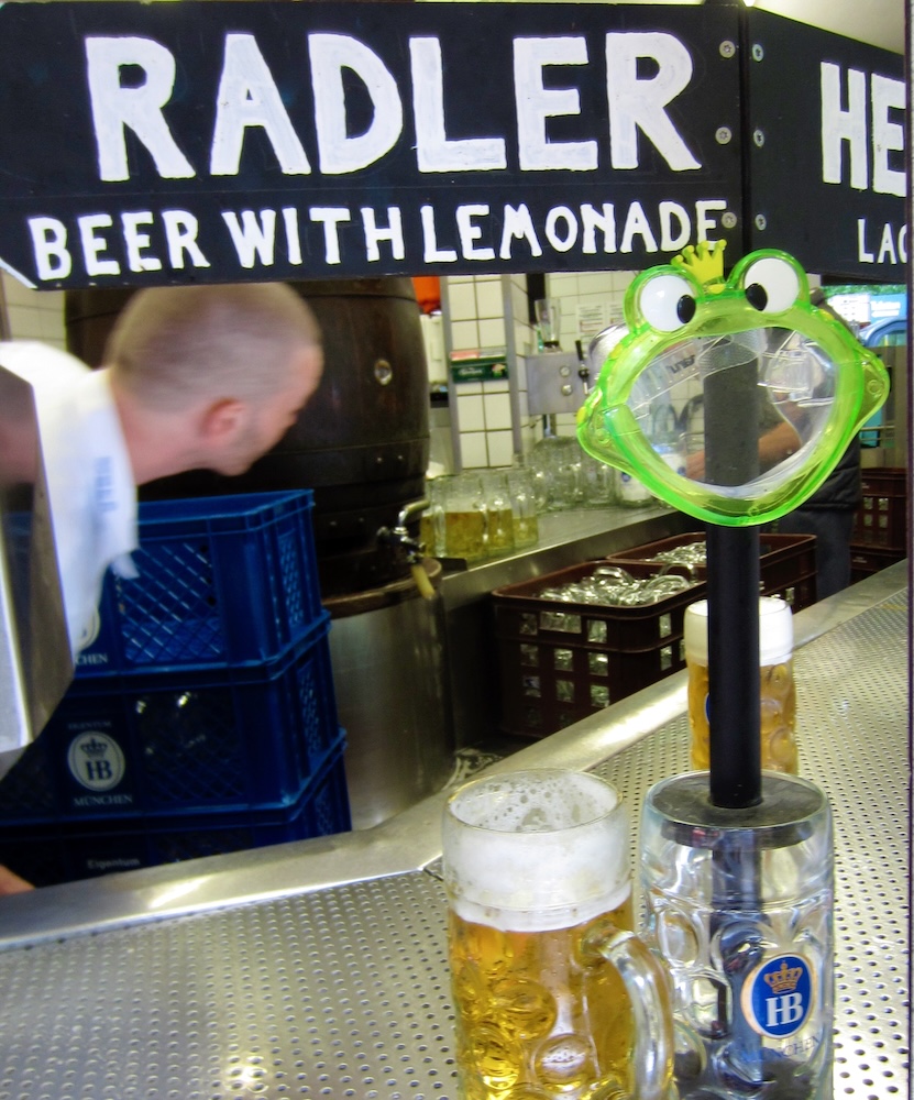 A radler, made with beer and lemonade, is a low-alcohol drink popular in munich beer gardens.