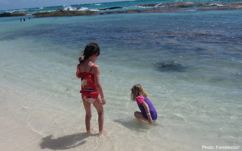 2 girls playing at the beach at bahia principe coba