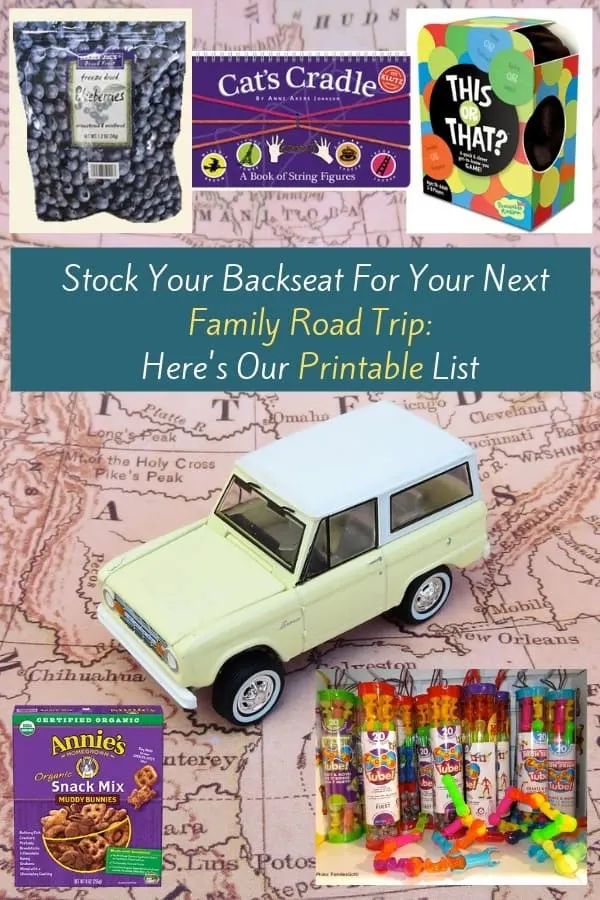 packing for a road trip with kids includes stocking the backseat with water, snacks, games and more. here are our tips for getting car and kids ready to go. #car #kids #tips #roadtrip #vacation