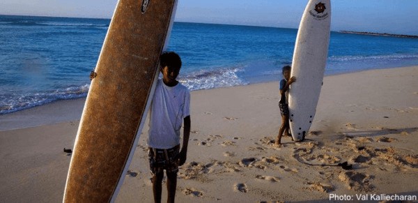 Surf boards on grace bay beach