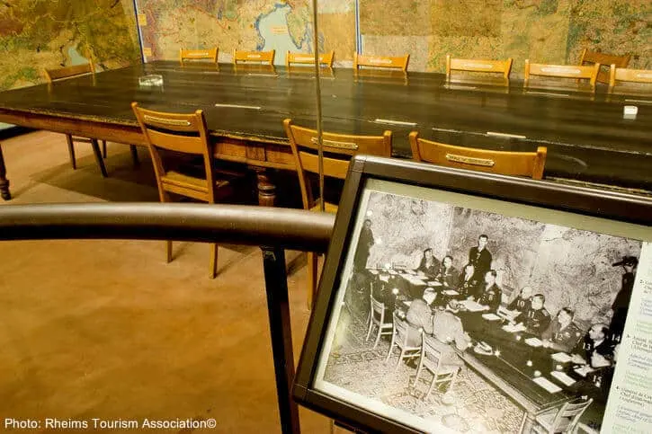 eisenhower's war room in reims feature old photos and original furniture.