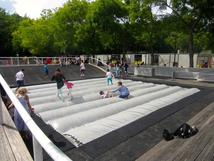 parc de la villette has a large bounce pillow for kids