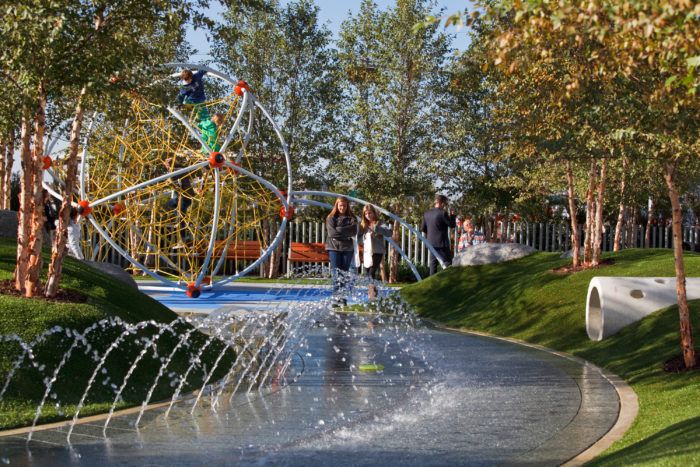 the kids play area at klyde warren park