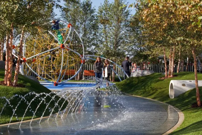 the kids play area at klyde warren park