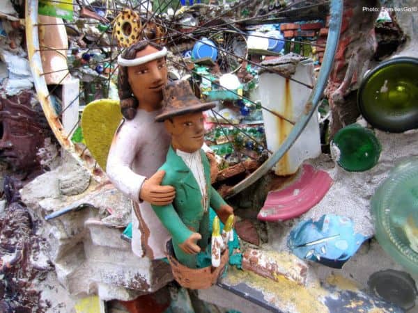 peruvian statues at the magic garden in philadelphia