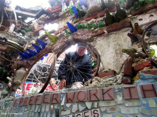 Tires and mosaics at the magic garden in philadelphia
