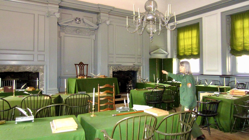 The only way to see the inside of philadelphia's independence hall is by a tour with a national park guide.