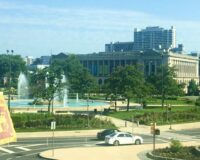 logan square in philadelphia has a large fountain and mueums all around it.