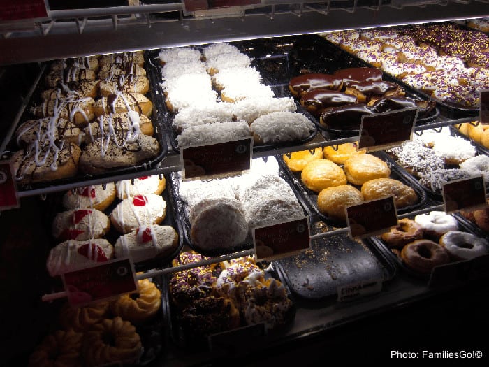 A case of freshly made donuts from beiler's in reading terminal