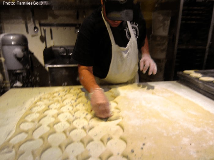 making donuts at beilers