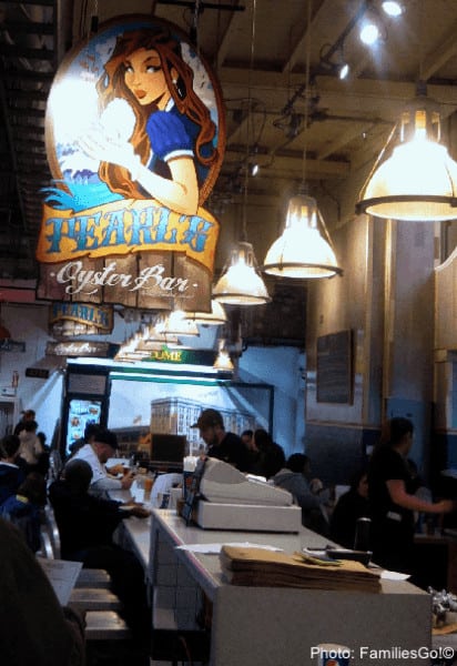 The sign over pearls oyster bar in reading terminal