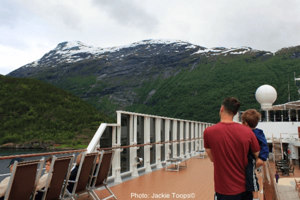 Viewing fjords from the deck of msc sinfonia on a nordic cruise