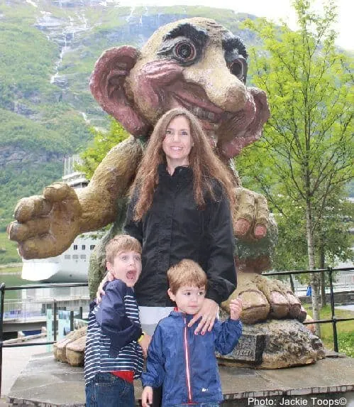 a family meets a troll in a norwegian town