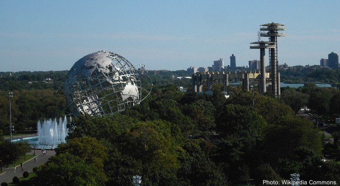 The world's fair globe in flushing meadow park in nyc