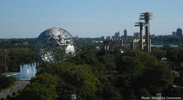 the world's fair globe in flushing meadow park in nyc