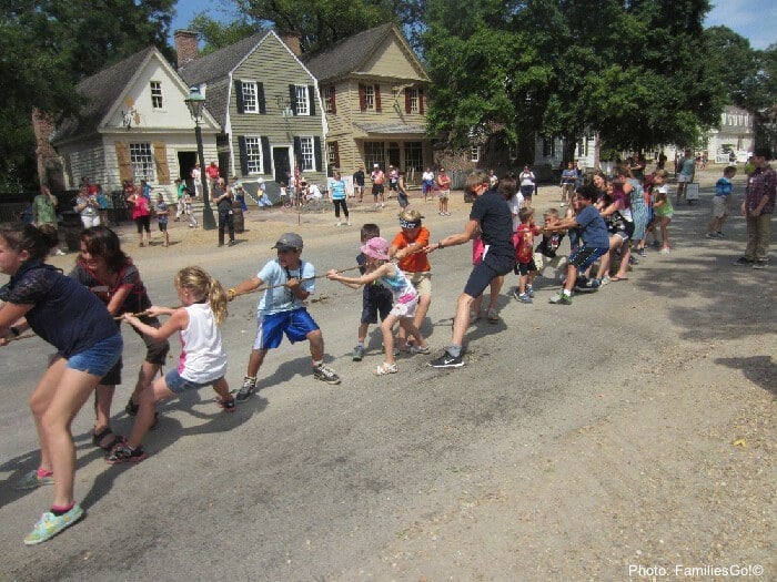 kids play tug o' war on the streets of williamsbrug, va. you can do a weekend visit here if you plan well what you want to do. 