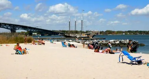 yorktown beach is popular with families