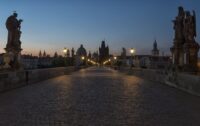 the stone bridge by night. charles bridge