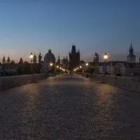 the stone bridge by night. Charles Bridge