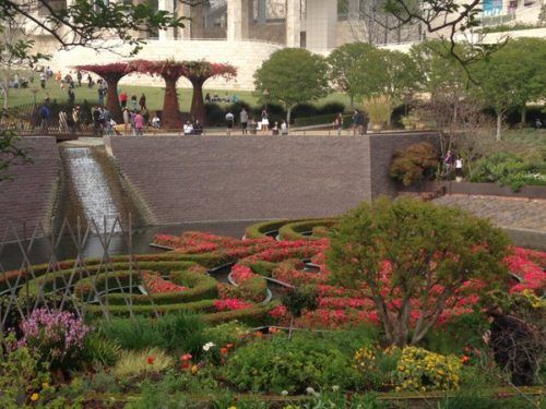 the getty  museum has beautiful gardens that kids love