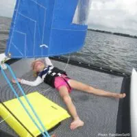 napping on a Hobie Cat on the Outer Banks