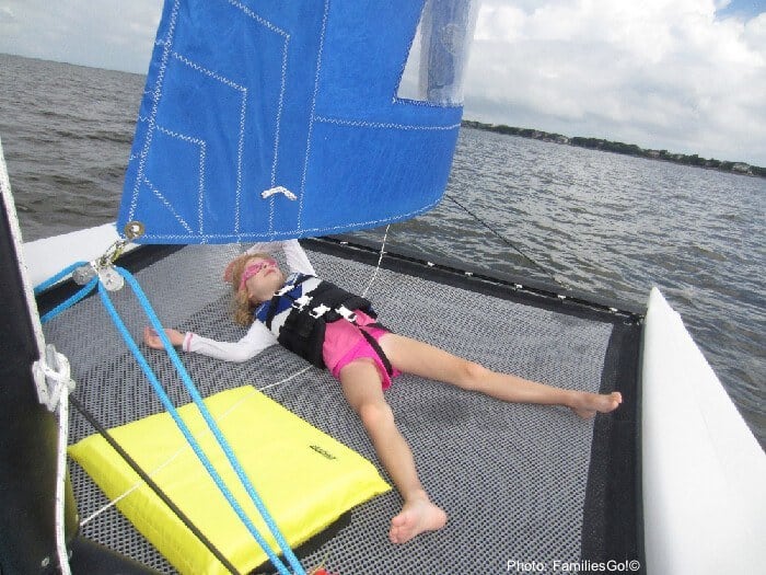 napping on a Hobie Cat on the Outer Banks