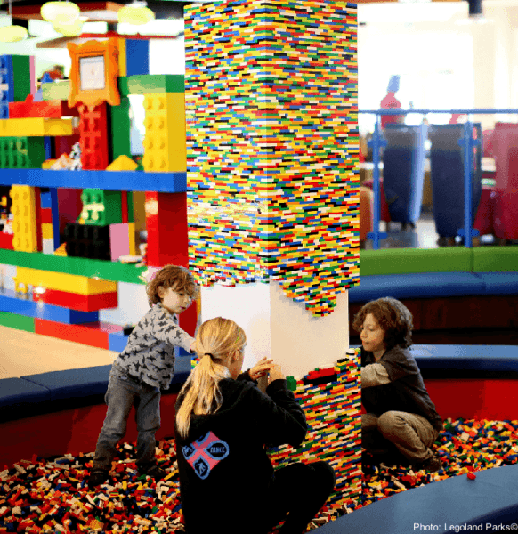 Legos in the lobby of the legoland hotel, california